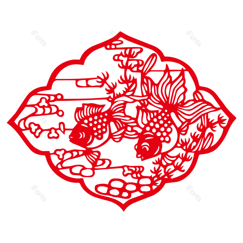 中国风图片,锦鲤元素,窗花PNG,剪纸免抠素材